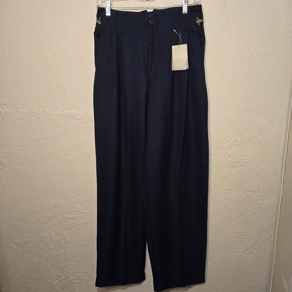 Womens 90s Vintage Esprit Blue Wide Leg Trouser Pants NWT Size 11/12